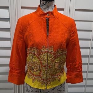 Vibrant Orange and Yellow Women's Blazer
